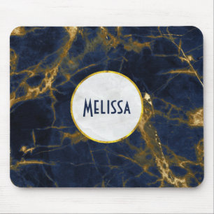 Navy Blue und Gold Marble Moderne Stilvoll Mousepad