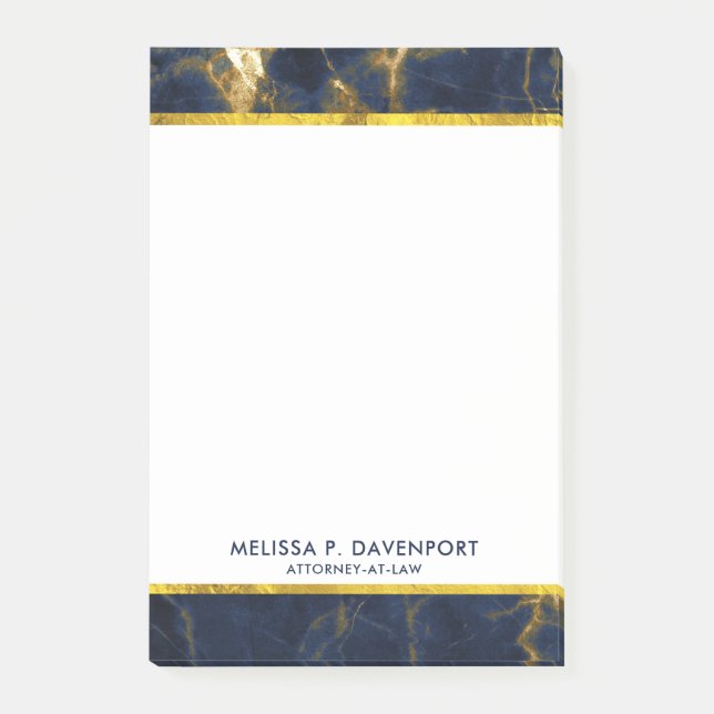 Navy Blue und Gold Marble Moderne Stilvoll Post-it Klebezettel (Vorderseite)