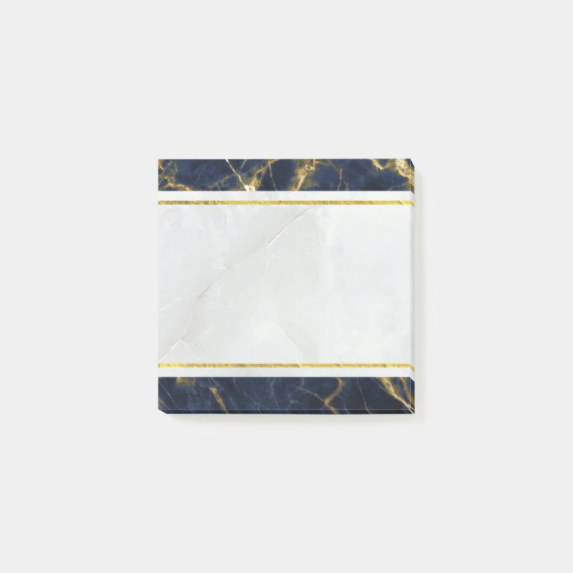 Navy Blue und Gold Marble Moderne Stilvoll Post-it Klebezettel (Vorderseite)