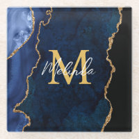 Navy Blue und Gold Marmor Agate