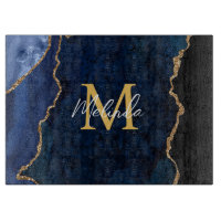 Navy Blue und Gold Marmor Agate