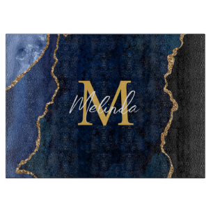 Navy Blue und Gold Marmor Agate Schneidebrett