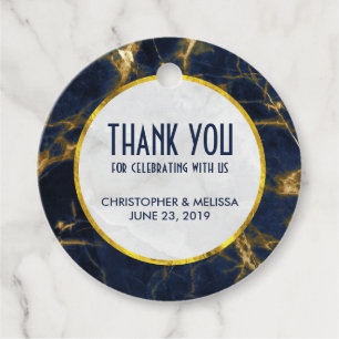 Navy Blue und Gold Marmor Moderne, stilvolle Hochz Geschenkanhänger