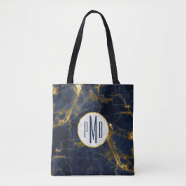 Navy Blue und Gold Marmor Moderne, stilvolle Monog