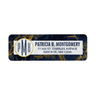 Navy Blue und Gold Marmor Moderne, stilvolle Monog