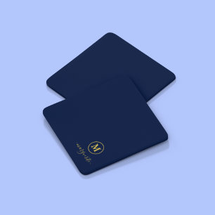 Navy Blue und Gold Monogram Getränkeuntersetzer