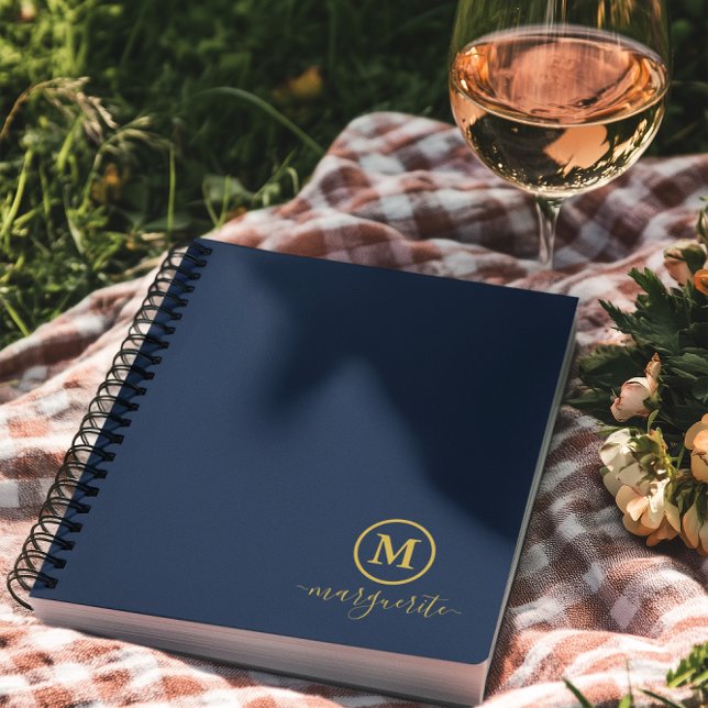 Navy Blue und Gold Monogram Notizblock (Von Creator hochgeladen)