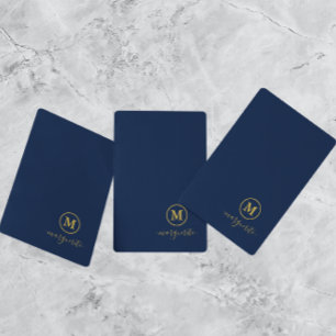 Navy Blue und Gold Monogram Spielkarten