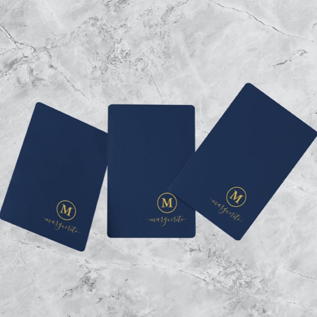 Navy Blue und Gold Monogram Spielkarten (Von Creator hochgeladen)