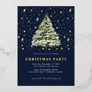 Navy Blue und Gold Stars   Modernes WeihnachtsPart Folieneinladung