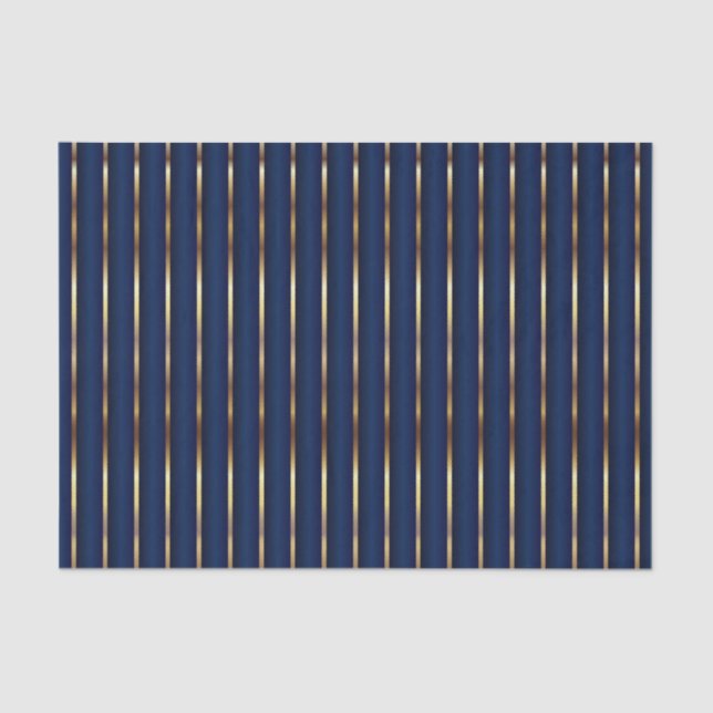 Navy Blue und Gold Streifen Seidenpapier (Vorderseite)