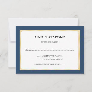 Navy Blue und Gold UAWG RSVP Karte
