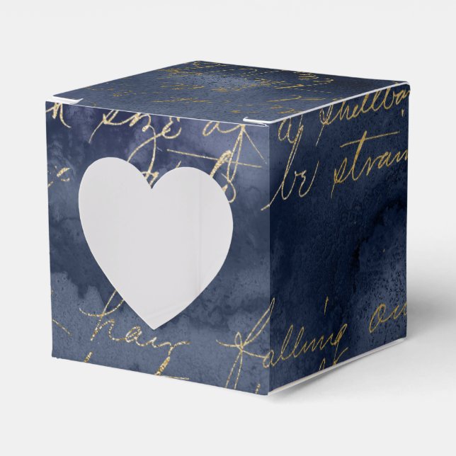 Navy Blue und Gold Vintag Calligraphy Geschenkschachtel (Vorderseite)