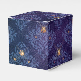 Navy Blue und Gold Vintag Damask Geschenkschachtel