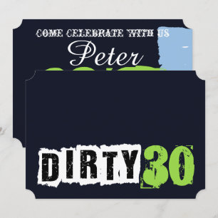Navy Blue und Green Dirty 30. Geburtstag Party Einladung