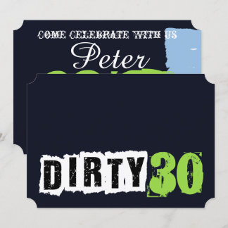 Navy Blue und Green Dirty 30. Geburtstag Party Einladung