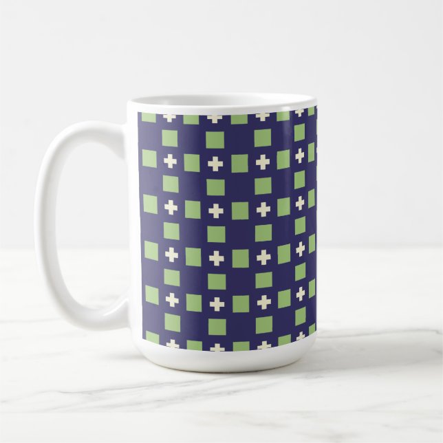 Navy Blue und Green Mosaik Kaffeetasse (Links)
