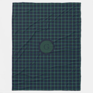Navy Blue und Hunter Green Tartan Kariert Fleecedecke