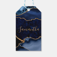 Navy Blue und Imitate Gold Glitzer Marble Agate