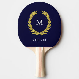 Navy Blue und Imitate Gold Laurel Wreath | Monogra Tischtennis Schläger