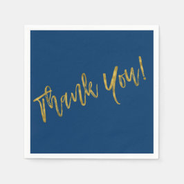Navy Blue und Imitate Gold Vielen Dank Serviette