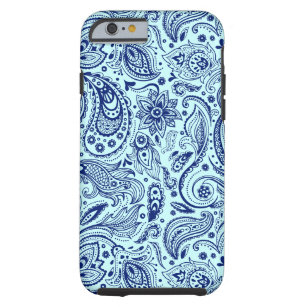 Navy Blue und Light Blue Floral Paisley Muster Tough iPhone 6 Hülle