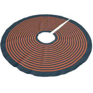 Navy Blue und Orange Strip Weihnachtsfeiertag Polyester Weihnachtsbaumdecke
