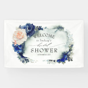 Navy Blue und Peach Floral Brautparty Banner