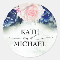 Navy Blue und Pink Blume Elegant Moderne