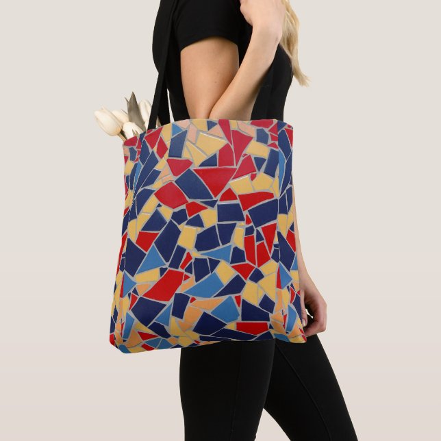 Navy Blue und Red Mosaic Tote Bag (Von Nahem)
