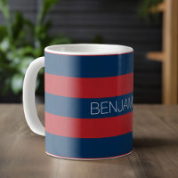 Navy Blue und Red Rugby Stripes mit Individuelle N