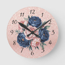 Navy Blue und Rose Gold Floral