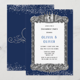 Navy Blue und Silber Frame Royal Engagement Party Einladung