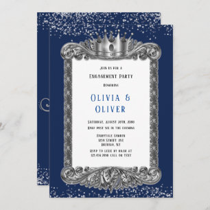 Navy Blue und Silber Frame Royal Engagement Party Einladung