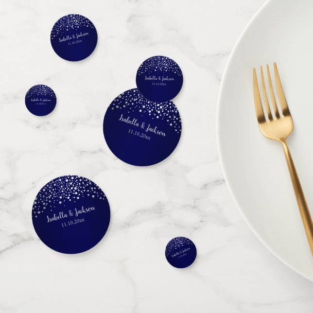 Navy Blue und Silver Confetti Dots Konfetti (Gruppe)
