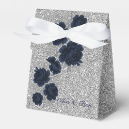 Navy Blue und Silver Glitzer Blätter Hochzeiten Geschenkschachtel