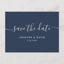 Navy Blue und Silver Wedding speichern das Datum Ankündigungspostkarte