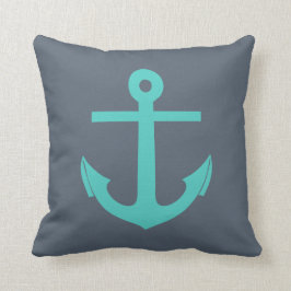 Navy Blue und Türkis Anchor Nautic Kissen