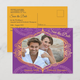 Navy Blue und Violet mit Gold Mandalase Announc Ankündigungspostkarte