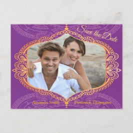 Navy Blue und Violet mit Gold Mandalase Announc Ankündigungspostkarte