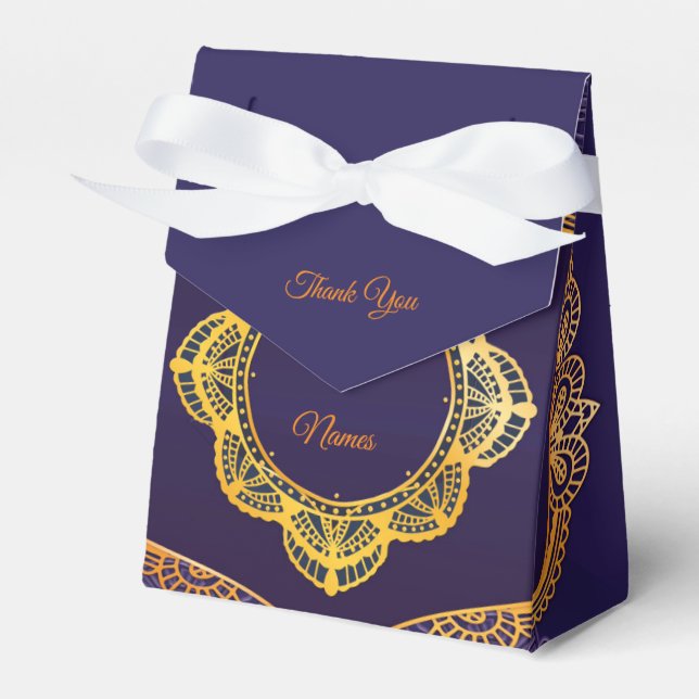 Navy Blue und Violet mit Gold-Mandalasen Geschenkschachtel (Vorderseite)