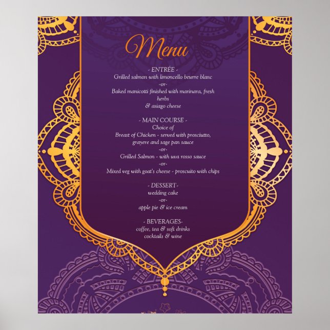 Navy Blue und Violet mit Gold-Mandalasen Poster (Vorne)