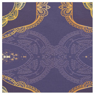 Navy Blue und Violet mit Gold-Mandalasen Stoff