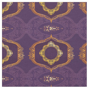 Navy Blue und Violet mit Gold-Mandalasen Stoff