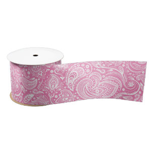 Navy Blue und Weiß Floral Paisley Satin Ribbon Satinband