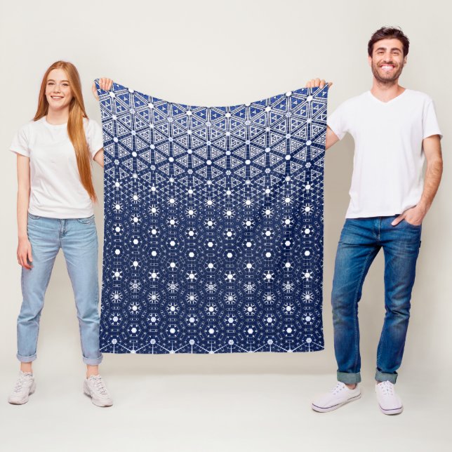 Navy Blue und Weiß Mosaik Fleecedecke (Beispiel)