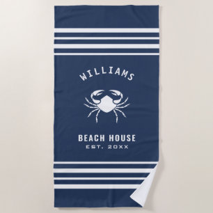 Navy Blue und White Beach House, die Familie des C Strandtuch