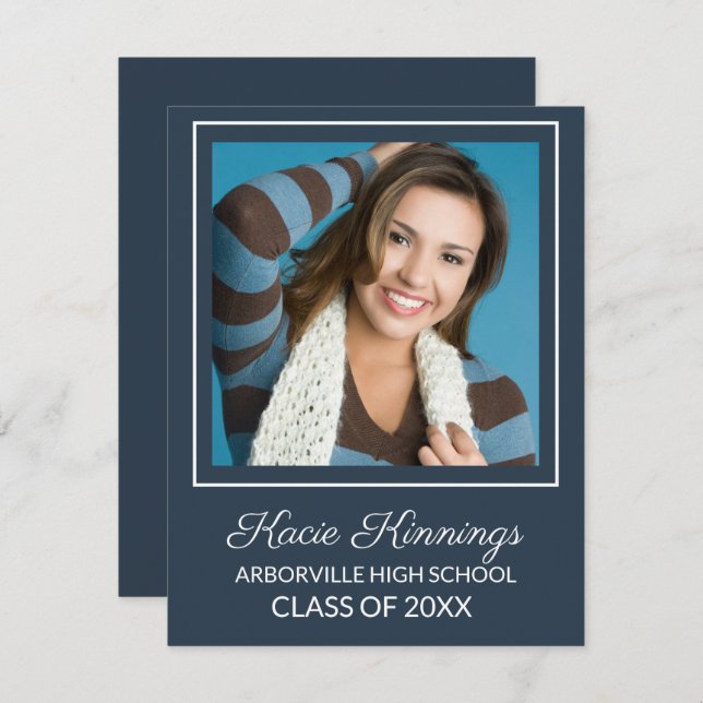 Navy Blue und White Foto Trunk Party Einladung (Vorne/Hinten)