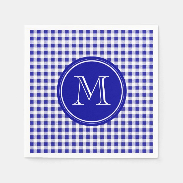 Navy Blue und White Gingham, Ihre Monogram Serviette (Vorderseite)