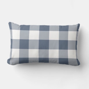 Navy Blue und White Gingham Pattern Lendenkissen
